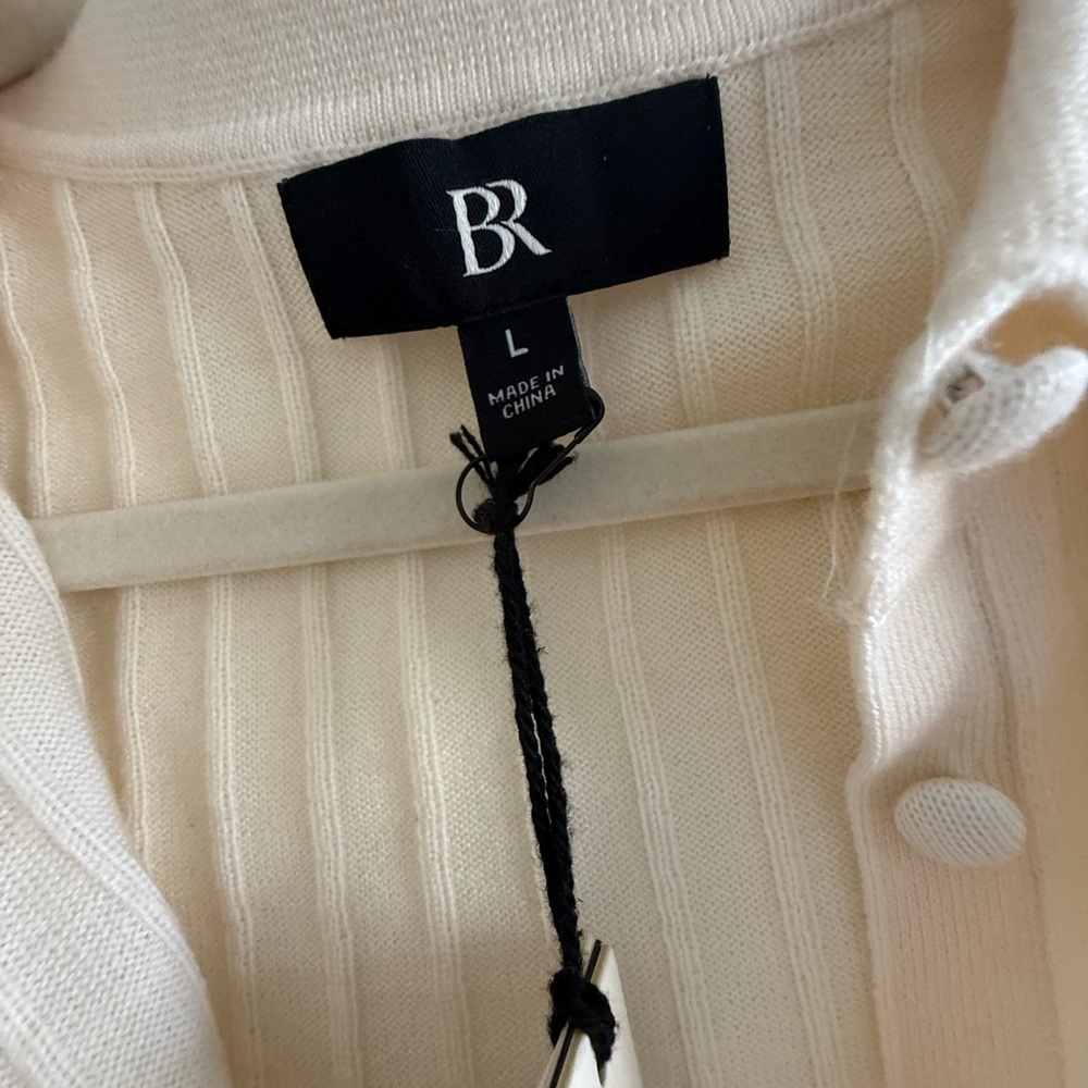 Banana Republic Cream Ribbed Long-Sleeve Polo Sweater - Picture 3 of 3